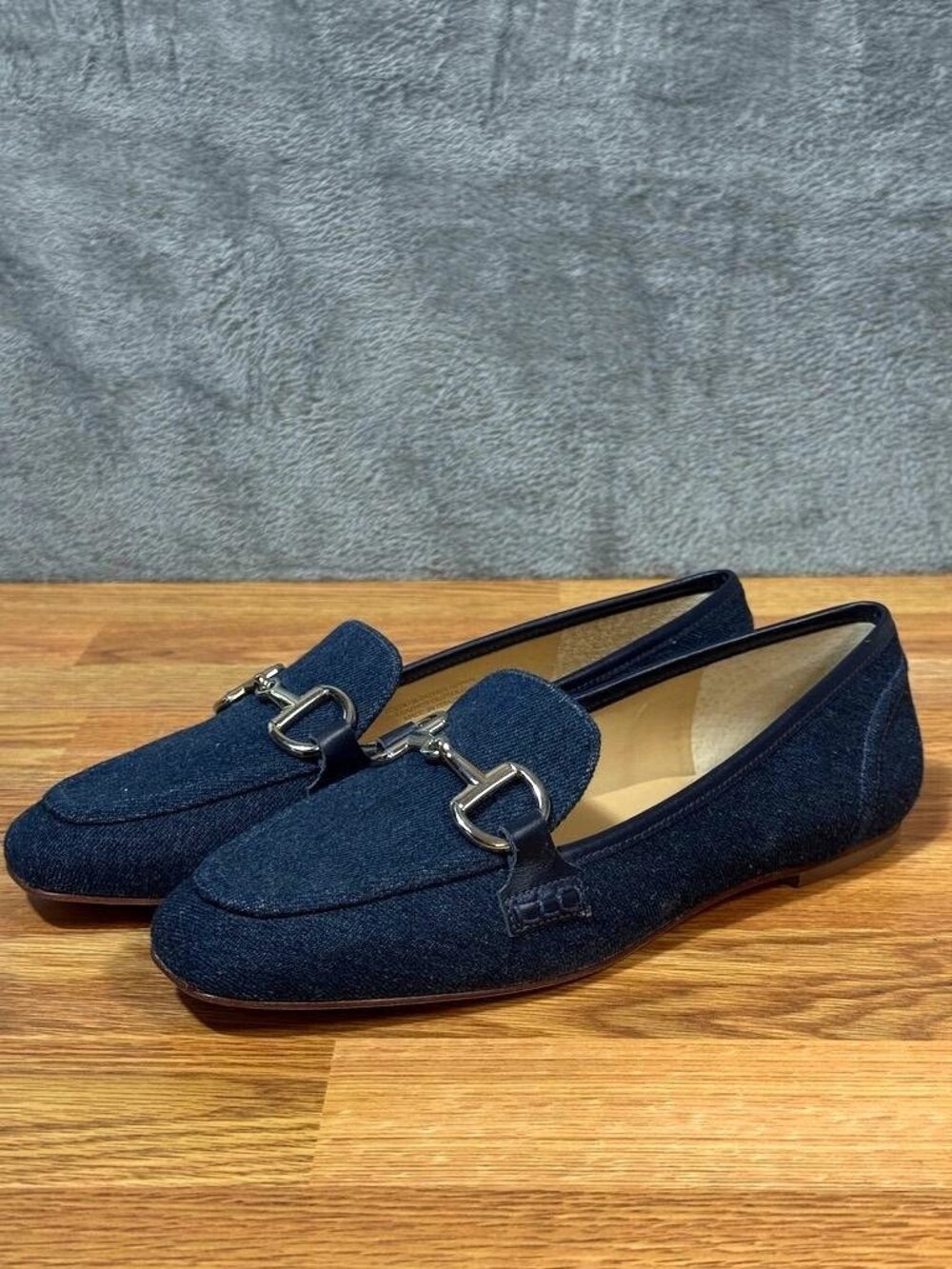 Talbots Denim Horsebit Loafers Blue Size 8 Made in Brazil